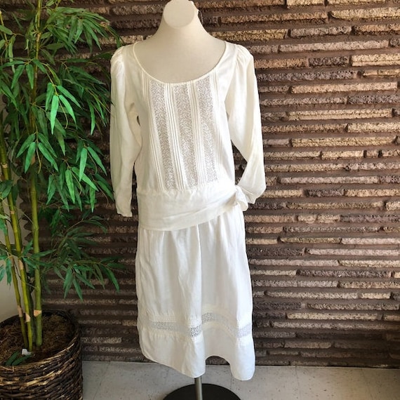 Eileen West Vintage Edwardian White Dropped Waist