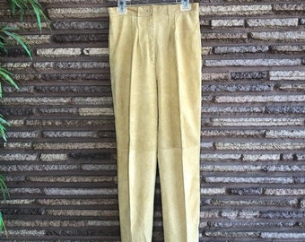 Pia Rucci Vintage High Rise Pleated Suede Leather Pants