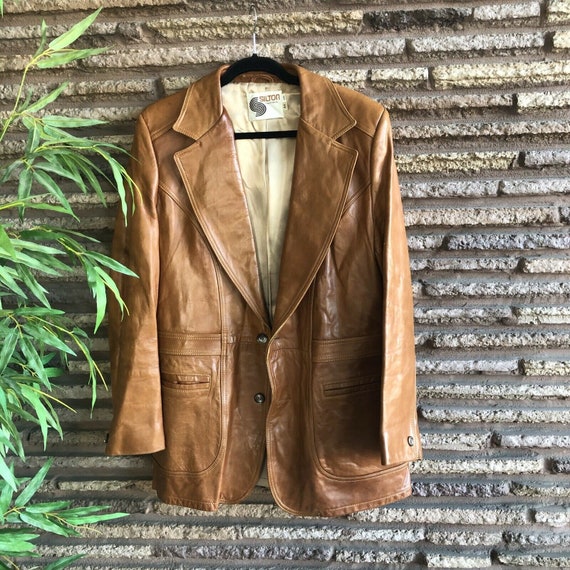 Silton Mens Vintage Brown Leather 70s Rockabilly B