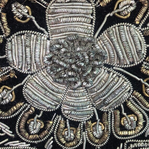 Vintage Zardozi Metal  Embroidered Floral Purse a… - image 3