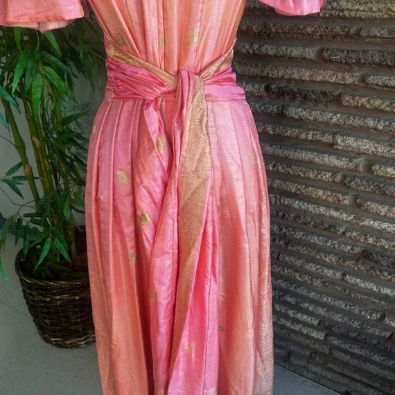 Vintage Handmade Ethnic Mid Eastern Salmon Pink G… - image 10