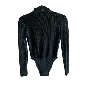 Cosabella Vintage 80s Italy Black Ribbed Velvet Bodysuit. NWT Size Medium