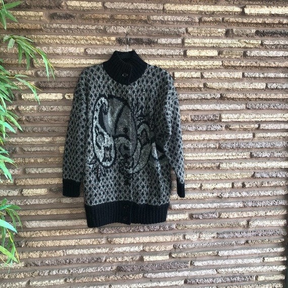 Pascali Vintage Gray Oversized Mohair Cardigan