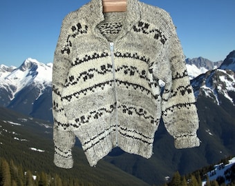 Vintage Cowichan Unisex Full Zip Cardigan Sweater Rustic