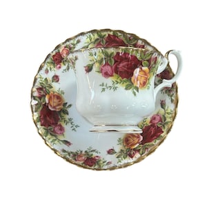 Royal Albert English Bone China Old Country Roses Footed Cup and Saucer