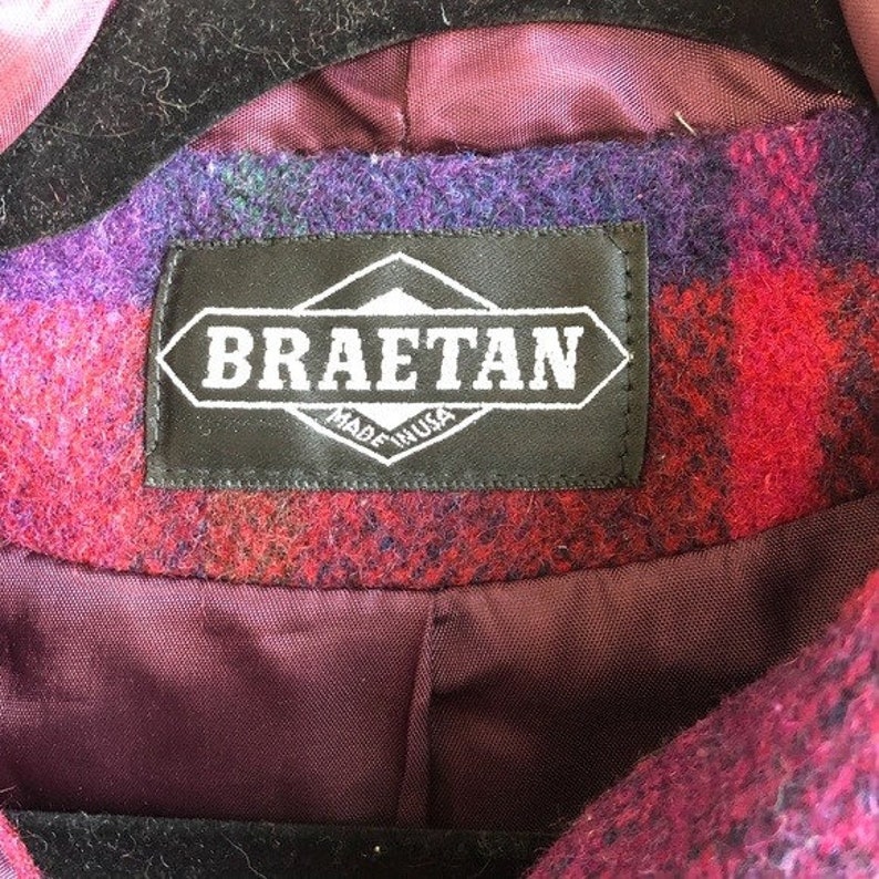 Braetan Vintage 80s Plaid Hooded Pea Coat