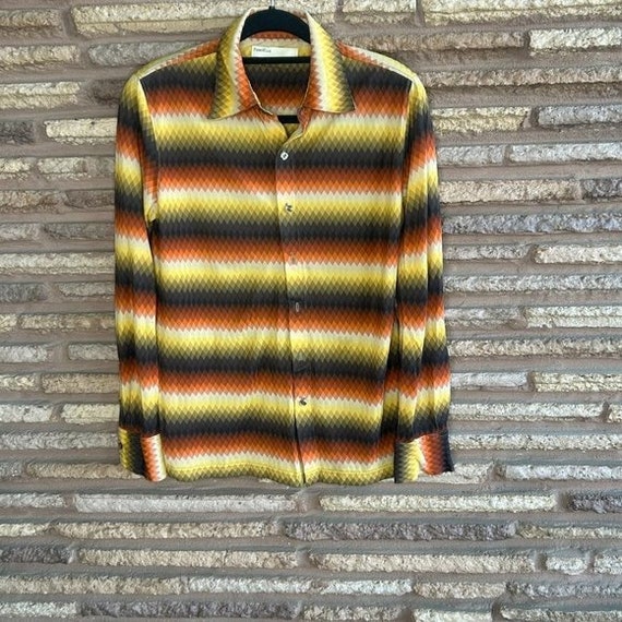 Perry Ellis Portfolio Vintage 70s Disco Groovy Si… - image 1