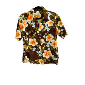Ui- Maikai Vintage Men’s 60s Hawaiian Hibiscus Floral Barkcloth Shirt
