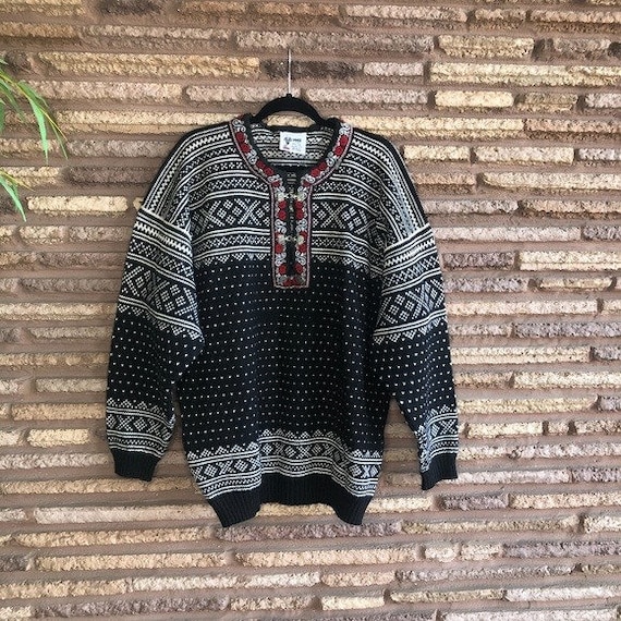 Voss Norwegian Vintage Fair Isle Wool Ski Sweater