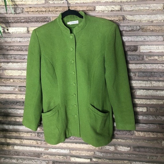 Cacharel Vintage Green Wool Designer Jacket
