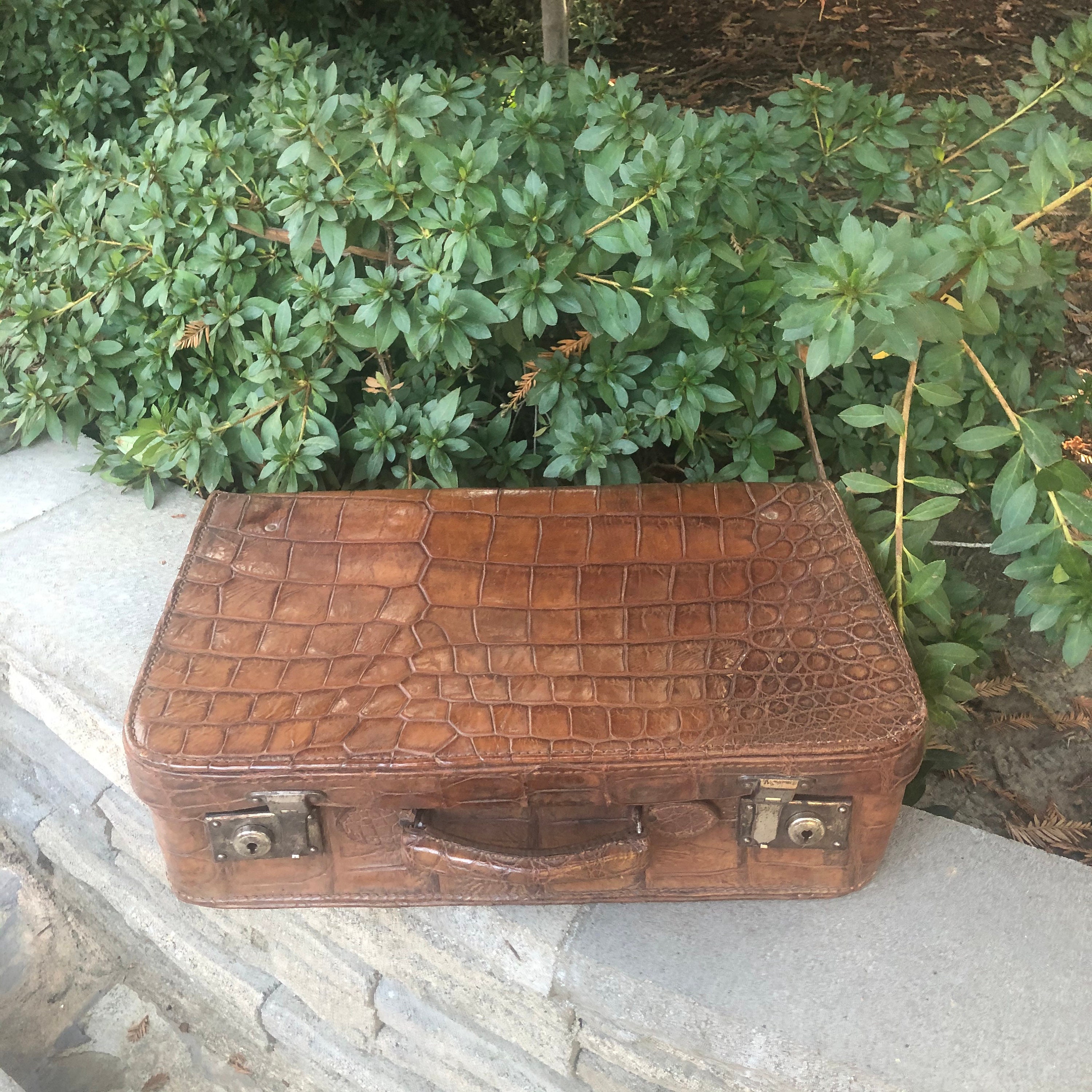 Faux Crocodile Skin Suitcase - The Hoarde Vintage