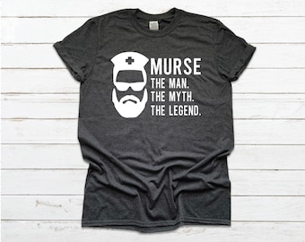 Murse Man Nursing Beard Unisex Vintage Black T-Shirt Gift For Nurse S-6XL Murse Man Nursing Beard Unisex Vintage Black T-Shirt Gift For Nurse S-6XL