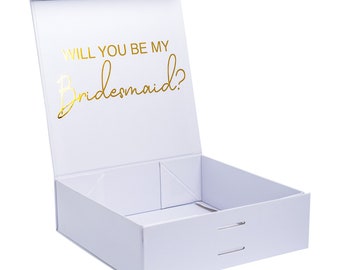 BRIDESMAID GIFT BOX | Bridesmaid Gifts | White Box | Gold | Bridesmaid Proposal | Maid of Honour Box | Personalised Bridal Party Gifts