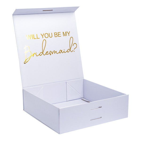 BRIDESMAID GIFT BOX | Bridesmaid Gifts | White Box | Gold | Bridesmaid Proposal | Maid of Honour Box | Personalised Bridal Party Gifts