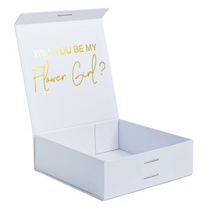 PERSONALISED GIFT BOX | Gold | Flower Girl Box | Personalised Gift Box | Flower Girl Proposal | Bridal Party Gifts | White Ribbon