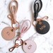 PERSONALISED MONOGRAMMED KEYRING Saffiano Leather | Keyrings| Key Chain | Pink | Black | Nude | Gift | Wedding favour| Car Keyring