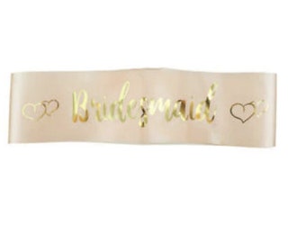 BRIDESMAID Sash | Champagne | Gold | Hens Party | Bride | Bridal Party