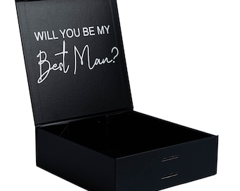 GIFT BOX | Personalised | Groomsman Box | Best Man Box | Personalised Gift Box | White Ribbon | Premium Magnetic with Lid | Blank |