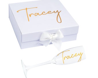 PERSONALISED COMBINATION BOX | Gift Box | Champagne Flute | Bridesmaid Proposal Box | Gold | Will you be my bridesmaid | Maid of Honour