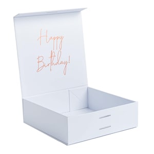 HAPPY BIRTHDAY Gift Box | Rose Gold Vinyl | Celebration | 18th | 21st | Personalised | Keepsake Box