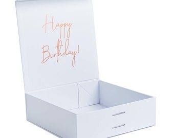 HAPPY BIRTHDAY Gift Box | Rose Gold Vinyl | Celebration | 18th | 21st | Personalised | Keepsake Box