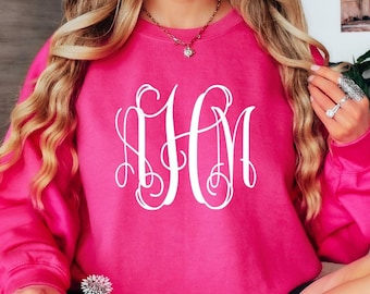 Monogram Sweatshirt, Fancy Monogram Sweatshirt, Personalized Monogrammed Sweatshirt, Adult Crewneck Sweatshirt, Many Colors Sweatshirts