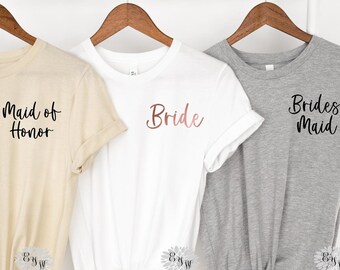 Bridesmaid Shirt, Bridal Proposal Box Shirt, Bride Shirt, Maid Of Honor Tee Shirt, Bridal Party Shirts, Custom Made Many Tee And Text Colors
