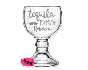 Margarita Glass, Etched Margarita Glass, Engraved Margarita Glass, Tequila Por Favor, Personalized Large 21oz Margarita Glass