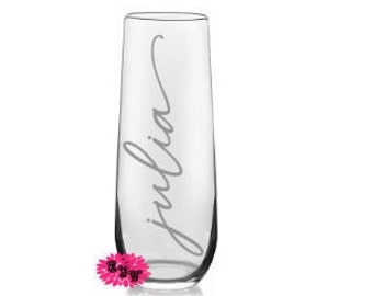 Engraved Champagne Glass, Personalized Champagne Flute, Personalized Mimosa Tumbler, One Custom Glass Champagne Flute