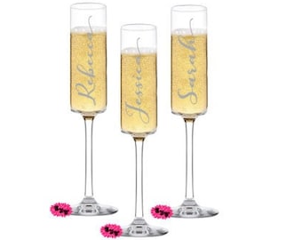 Engraved Champagne Glass With Stem, Personalized Champagne Flute With Stem, Personalized Mimosa Tumbler, One Custom Glass Champagne Flute