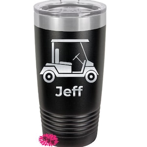 Engraved Tumbler, Personalized Golf Cart Cup, Personalized Etched Golf Cart Mug, Golf Stainless Steel Coffee Tumbler, Your Name Or Saying