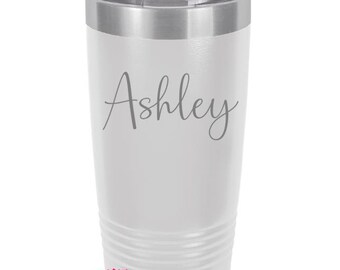 Engraved 20oz Tumbler, Personalized Etched Tumbler, Teacher Gift, Slider Lid, Stainless Steel Coffee Tumbler, Your Name Or Saying