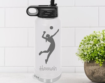 Engraved Water Bottle, Personalized Volleyball Water Bottle With Straw, 4 SIZES, Stainless Steel Water Bottle, Stainless Steel Sports Bottle