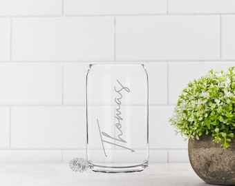 Beer Can Glass, Engraved 16oz. Pint Glass, Etched Beer Can Glass, Personalized Beer Glass Can, Beer Glass, Beer Can, Soda Can Glass