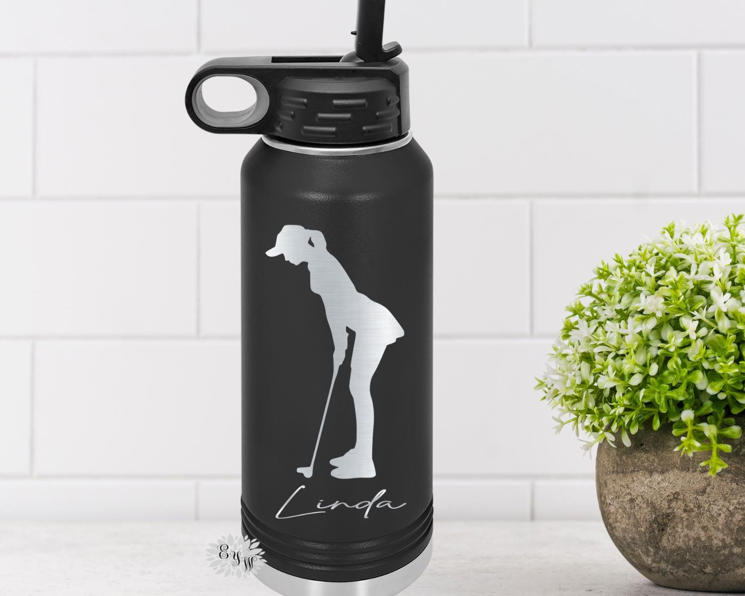 Engraved Water Bottle, Personalized Etched Water Bottle With Straw, Woman's Golf Water Bottle, Stainless Steel Water Bottle, Sports Bottle
