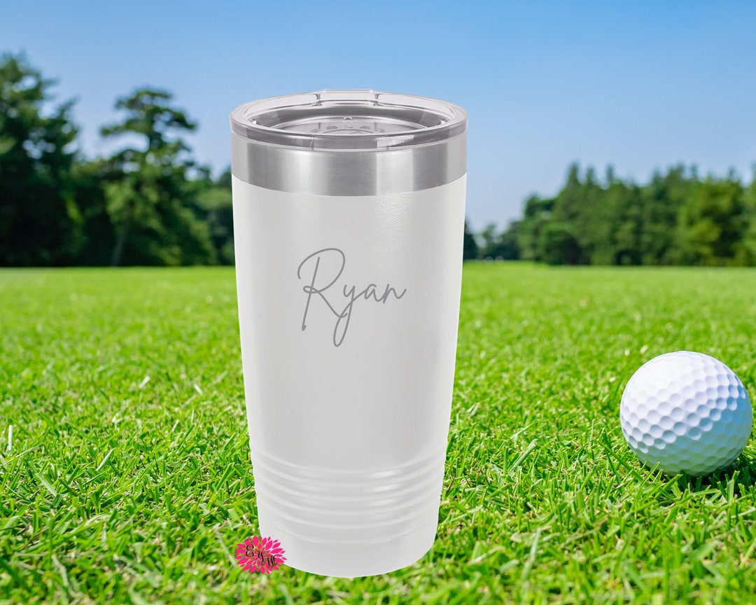 Engraved Tumbler, Etched Tumbler, 20 Oz. White Golf Insulated Tumbler W