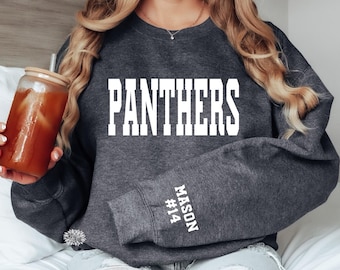 Mascot Sweatshirt, Mama Sweatshirt, Personalized Sports Mascot Sweatshirt Childs Name And Number On Sleeve, Lots Of Sweatshirt & Text Colors