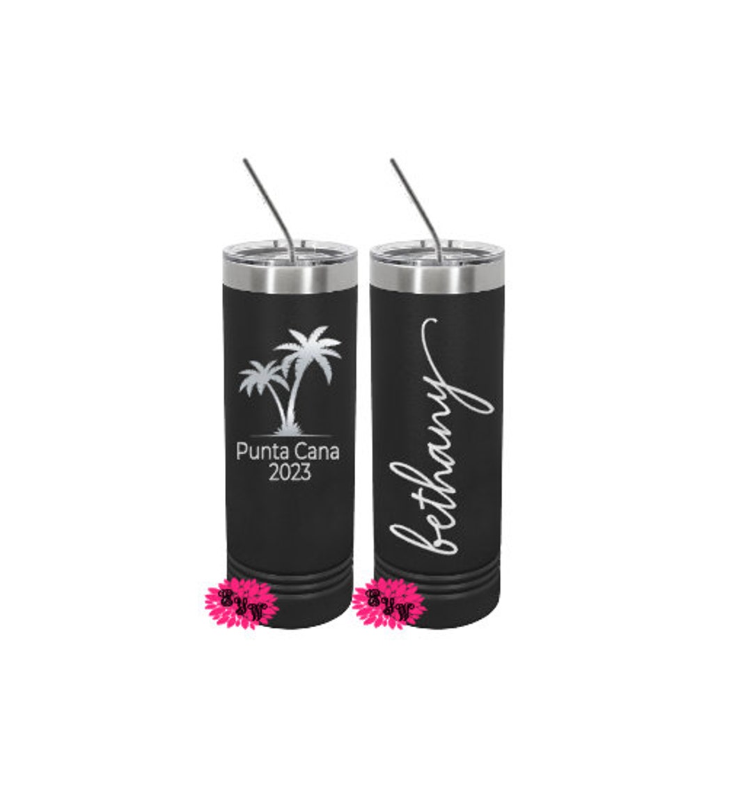 Engraved Skinny Tumbler Destination Vacation Cup Etched Etsy