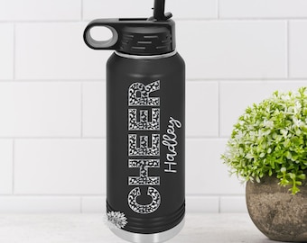 Engraved Water Bottle, Etched Dance Water Bottle With Straw, 4 SIZES, Gymnastic Stainless Steel Water Bottle, Cheer Stainless Steel Bottle