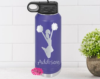 Engraved Water Bottle, Personalized Etched Water Bottle With Straw, 4 SIZES, Stainless Steel Water Bottle, Custom Stainless Sports Bottle