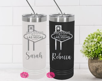 Engraved Stainless Tumbler, Vegas Vacation Tumbler, Girls Trip Cheaper Than Therapy, Etched Skinny Tumbler