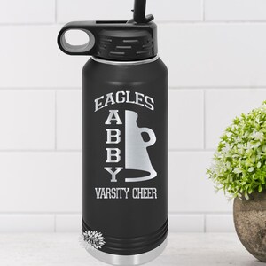 Cheer Bottle, Engraved Water Bottle, Personalized Cheerleader Water Bottle With Straw, 4 SIZES Stainless Steel Water Bottle, Sports Bottle