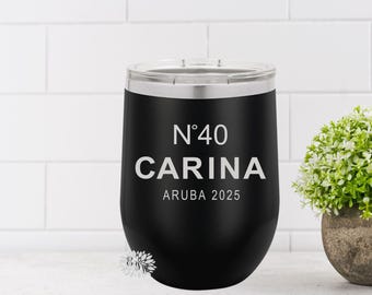 Engraved Wine Cup, Custom Birthday Wine Tumbler, Etched Wine Tumbler, 40th Birthday Gift, 50th Birthday Gift, 60th Birthday, Lots Of Colors
