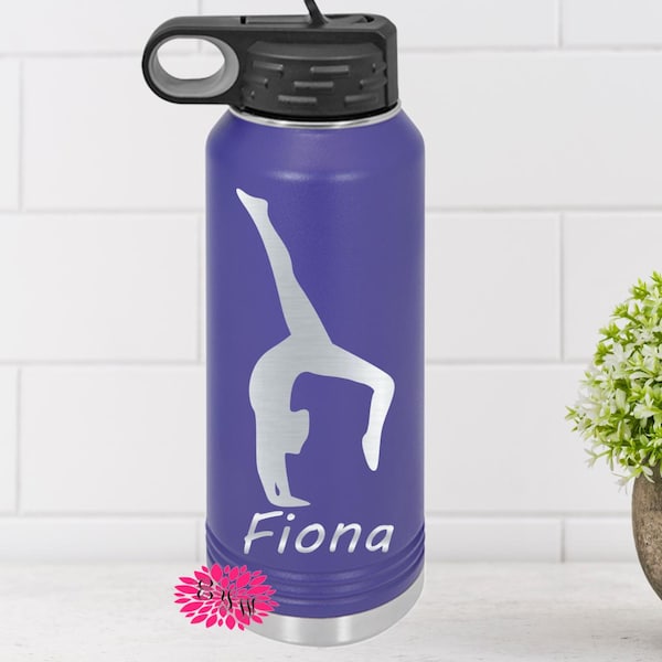 Engraved Water Bottle, Etched Water Bottle With Straw, 32oz Gymnastic Stainless Steel Water Bottle, Custom Stainless Steel Sports Bottle