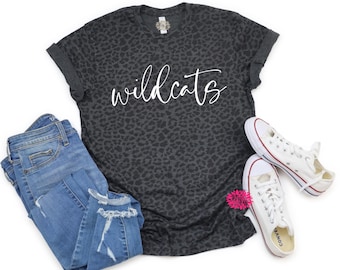 Leopard Tee With Mascot, Mascot Leopard T-Shirt, Leopard Team Mascot Tee, Leopard T-Shirt, T-Shirt With Mascot, Other Tee And Text Colors