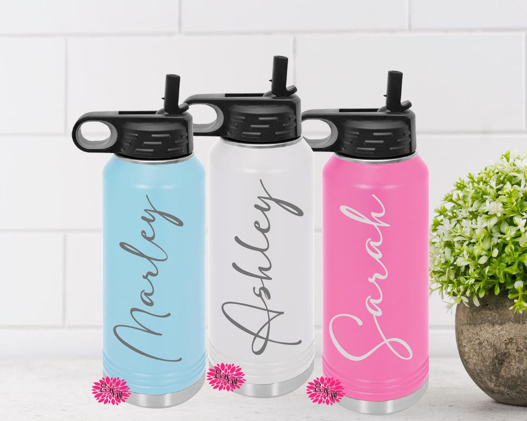 Engraved Water Bottle, Personalized Etched Water Bottle With Straw ...
