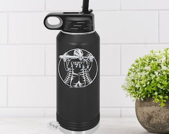Softball Water Bottle, Engraved Water Bottle With Straw, 4 Sizes, Girls Softball Bottle, Stainless Steel Water Bottle, Custom Sports Bottle