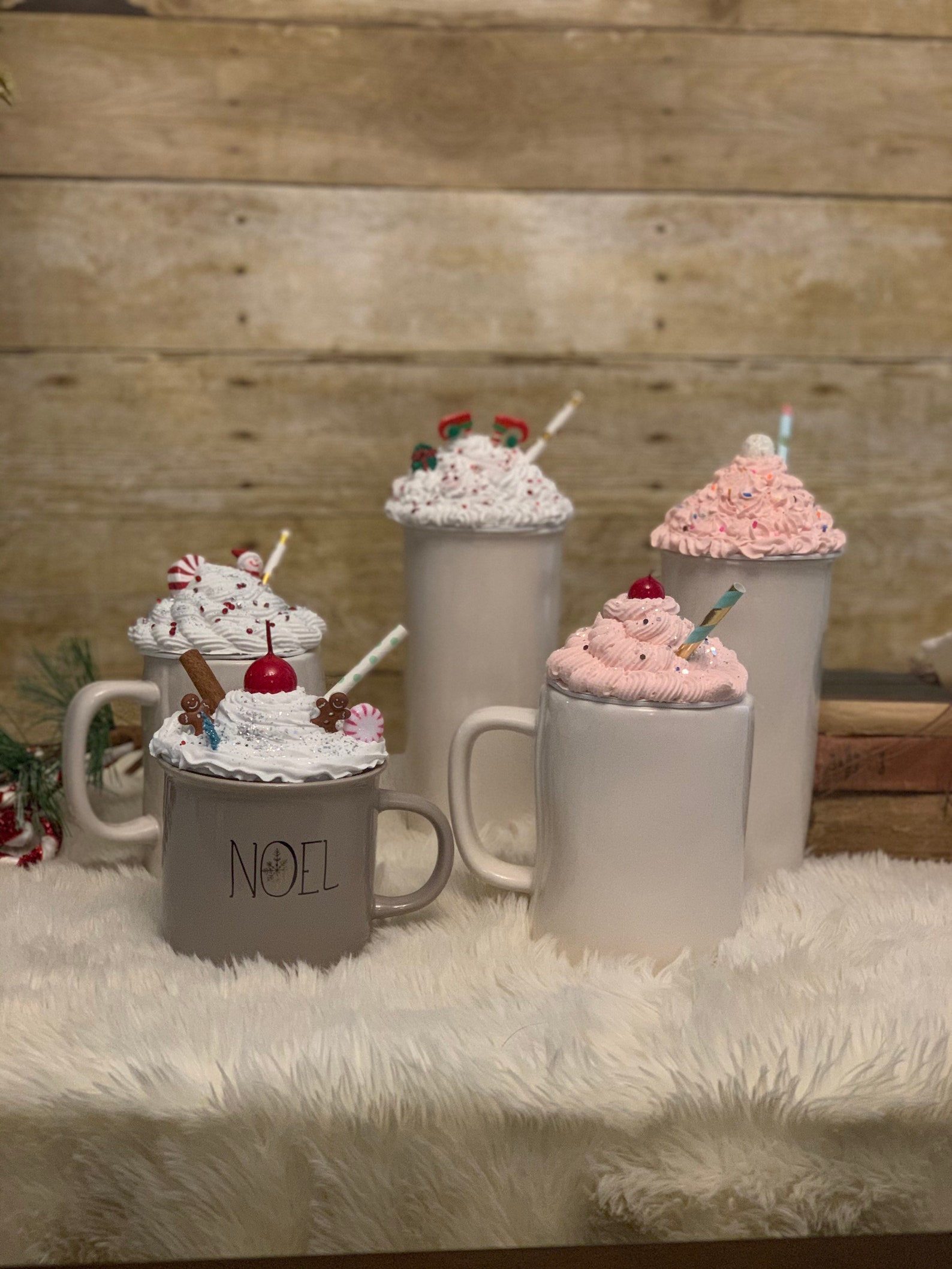 Faux whip cream mug toppers Etsy