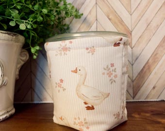 Geese Quilted Weck Jar Cozy: Reusable Insulated Drink Sleeve