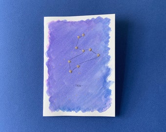 Handmade Embroidered Leo Constellation Greeting Card